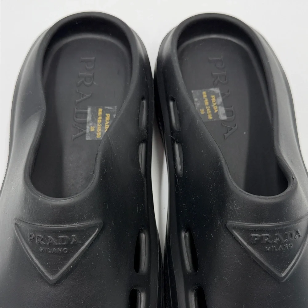 Prada Rubber Black Slip-On Clogs - Picture 3 of 7